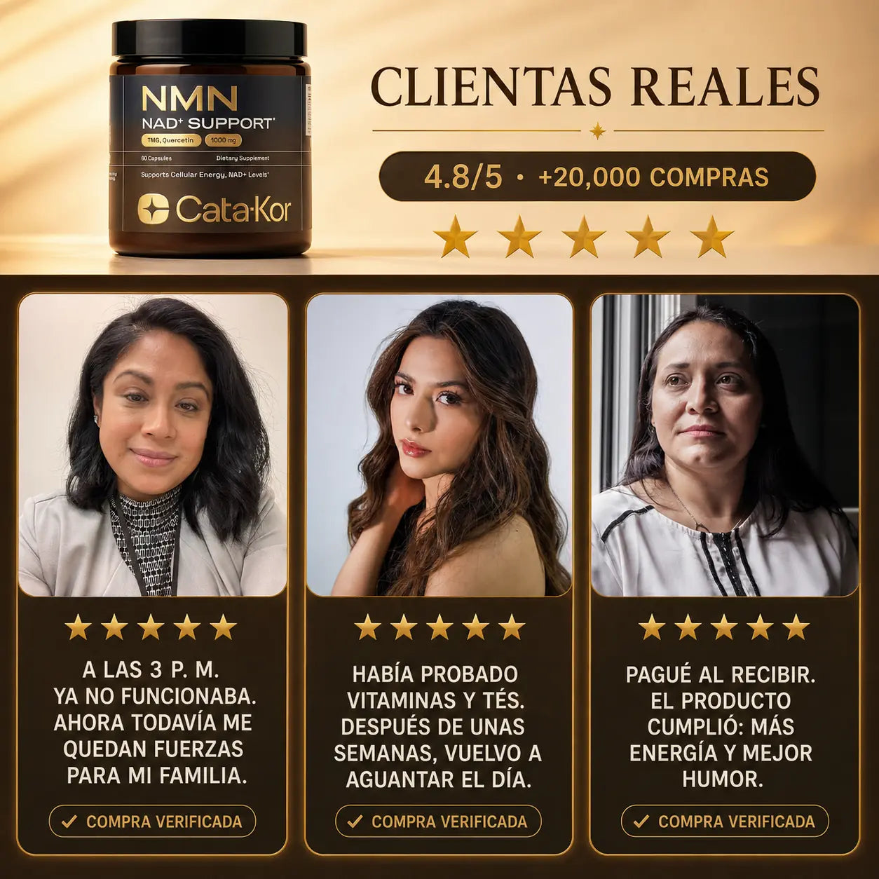 NMN Energía Sin Bajón™ Fórmula 4-en-1 para seguir rindiendo hasta el final del día.